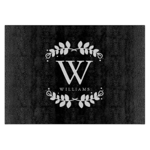 Planche À Découper Monogramme noir et blanc de famille