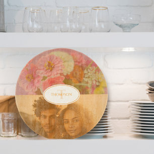 Planche À Découper Monogramme photo Fleur sauvage vintage Pink Poppy