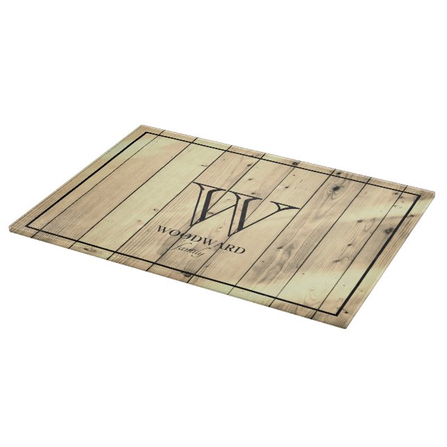 Planche À Découper Monogramme rustique de la ferme en bois (Coin)