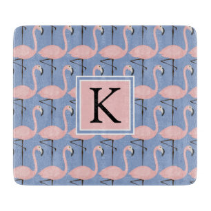 Planche À Découper Monogramme tendre du motif de Flamant rose