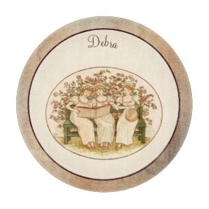 Planche À Découper Monogramme vintage rose et jaune fille