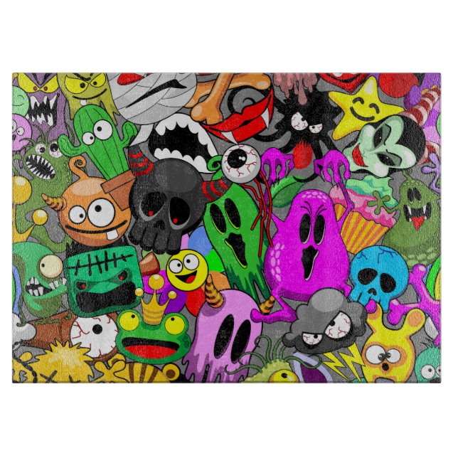 Planche À Découper Monstres caractères mignons Motif d'Halloween (Devant)