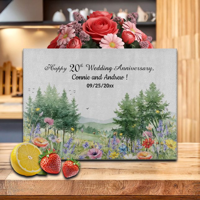 Planche À Découper Monts fleur sauvage 20e anniversaire de Mariage (Créateur téléchargé)