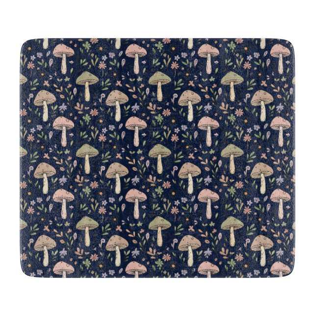 Planche À Découper Moody Dark Navy Fungi Dark Academia Kitchen Gift (Devant)