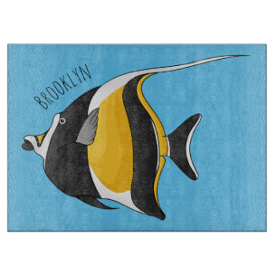Planche À Découper Moorish idol fish cartoon illustration 
