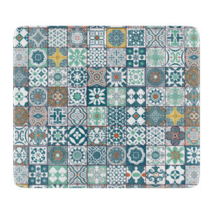 Planche À Découper Moroccan tile-orange et light turquoise