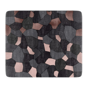 Planche À Découper Mosaïque grise et noire d'or rose élégant élégant