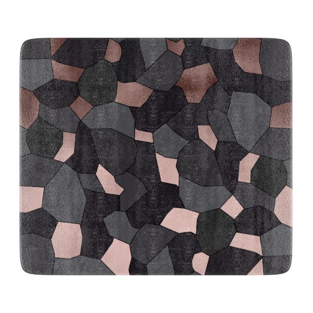 Planche À Découper Mosaïque grise et noire d'or rose élégant élégant (Devant)