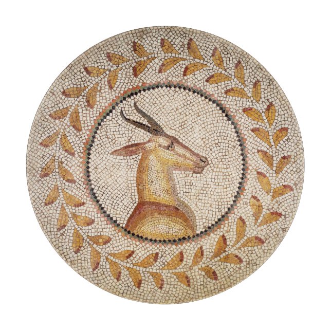PLANCHE À DÉCOUPER MOSAÏQUES ROMAINES ANTIQUE / GAZZELLE  (Devant)