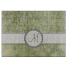 Moss Motif de plume verte avec Monogramme gris