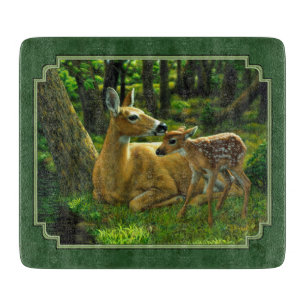 Planche À Découper Mother Deer and Fawn Forest Green