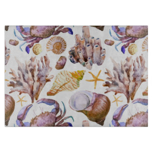 Planche À Découper Motif 4 de vie marine d'aquarelle