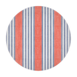 Planche À Découper Motif à cinq bandes bleu-gris avec corail vivant