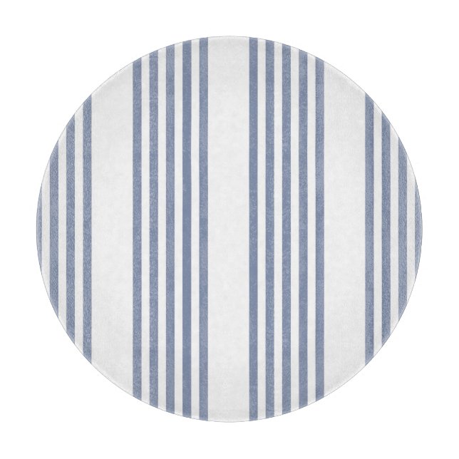 Planche À Découper Motif à cinq bandes bleu-gris et blanc (Devant)