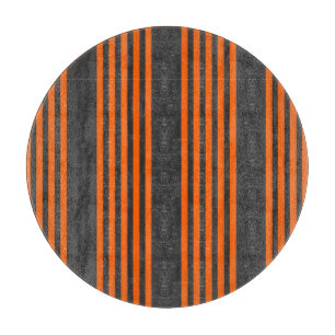 Planche À Découper Motif à cinq bandes orange et charbon de bois
