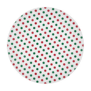 Planche À Découper Motif à points Polka de Noël rouge et vert