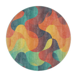 Planche À Découper Motif abstrait à vague vintage colorée