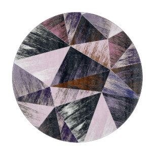 Planche À Découper motif Abstrait en polygone, triangles colorés.
