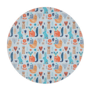 Planche À Découper Motif animal de région boisée d'art populaire