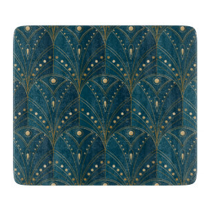 Planche À Découper Motif Art Déco avec des formes géométriques dorées