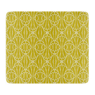 Planche À Découper Motif Art Déco jaune élégant avec motif diamant