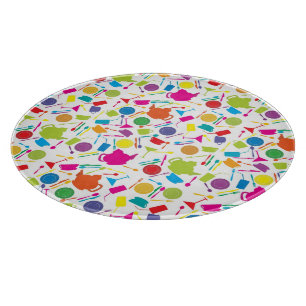 Planche À Découper Motif Avec Cuisine Colorée