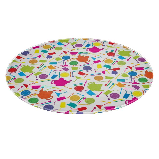 Planche À Découper Motif Avec Cuisine Colorée (Coin)