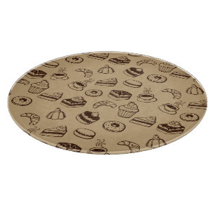 Planche À Découper Motif avec des gâteaux, des desserts et la