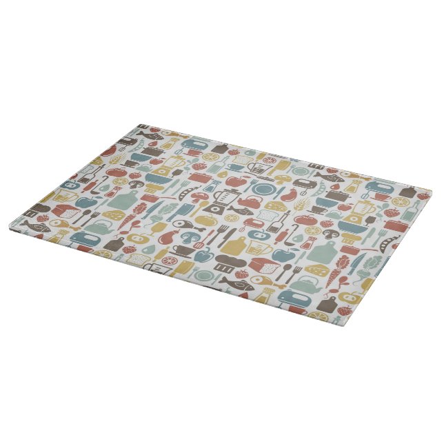 Planche À Découper Motif avec des icônes de cuisine (Coin)