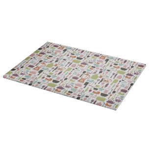 Planche À Découper Motif avec icônes de cuisine colorées