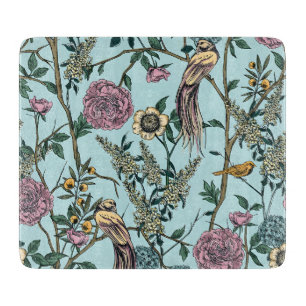 Planche À Découper Motif botanique de couleur bleue de style vintage 