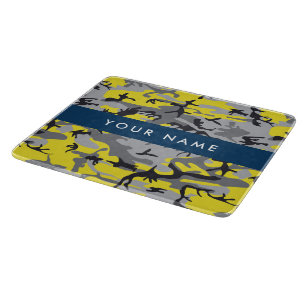 Planche À Découper Motif camouflage jaune et gris Personnalisez votre