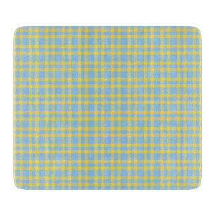 Planche À Découper Motif carreaux bleu jaune