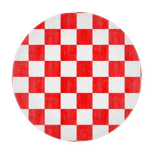 Planche À Découper Motif chèque À damiers blanc rouge