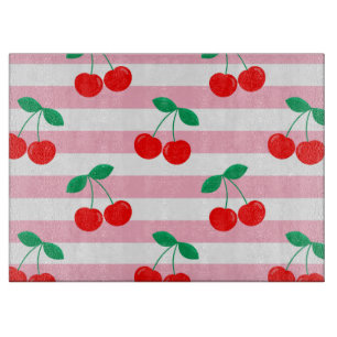 Planche À Découper Motif Cherry Stripe - Retro Fruit Cadeau & Décor