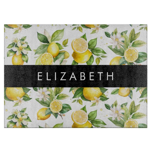 Planche À Découper Motif citron, Fleurs de citron, Feuilles, Votre No (Devant)