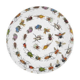 Planche À Découper Motif coloré de bugs et de coléoptères Vintages