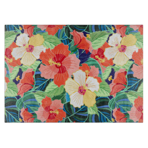 Planche À Découper Motif coloré de ketmie