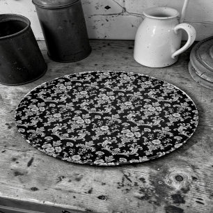 Planche À Découper Motif damassé noir et blanc victorien