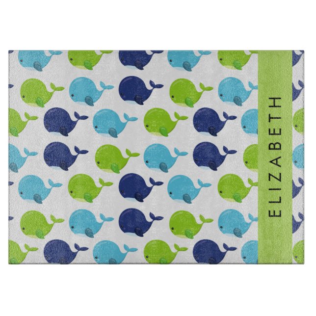 Planche À Découper Motif De Baleines, Beaux Baleines, Votre Nom (Devant)