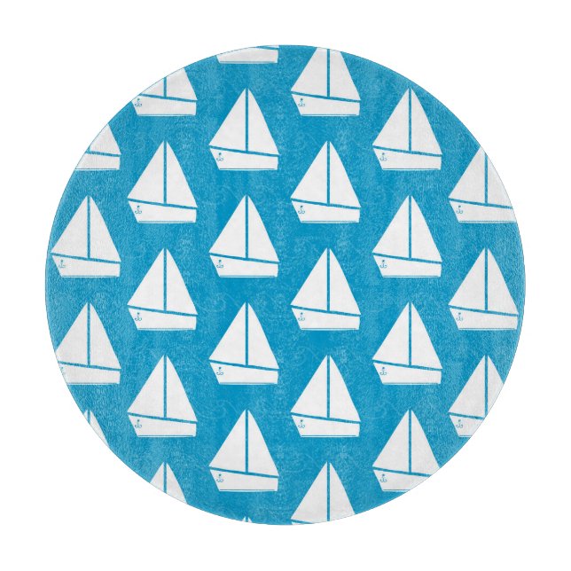 Planche À Découper Motif de bateau à voile bleu clair (Devant)