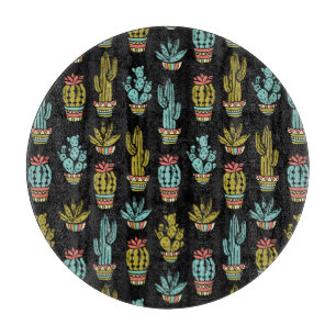 Planche À Découper Motif de cactus de grunge foncé