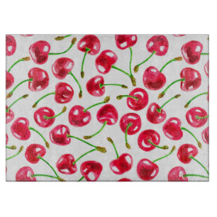 Planche À Découper Motif de cerises d'aquarelle
