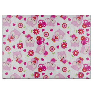 Planche À Découper Motif De Chouettes, Chouettes Mignonnes, Chouettes