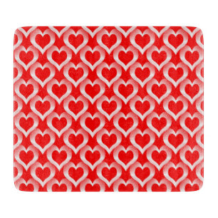 Planche À Découper Motif de cœurs rouges blancs