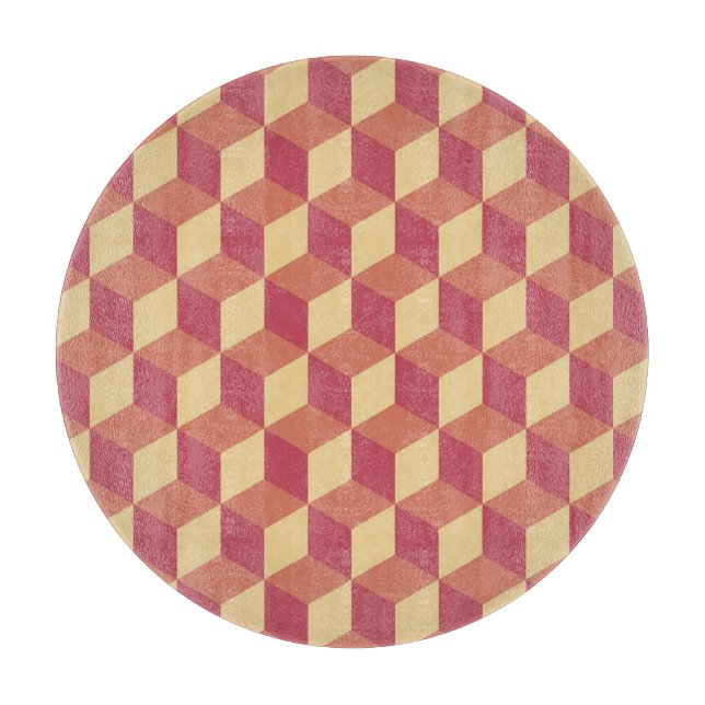 Planche À Découper Motif de Cube rouge orange Abstrait (Devant)