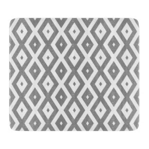 Planche À Découper Motif de diamants gris et blanc