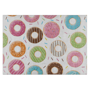 Planche À Découper Motif de Donuts Colorés Rétro pour une Fête Amusan