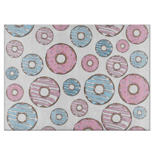 Planche À Découper Motif De Donuts, Donuts Roses, Donuts Bleus