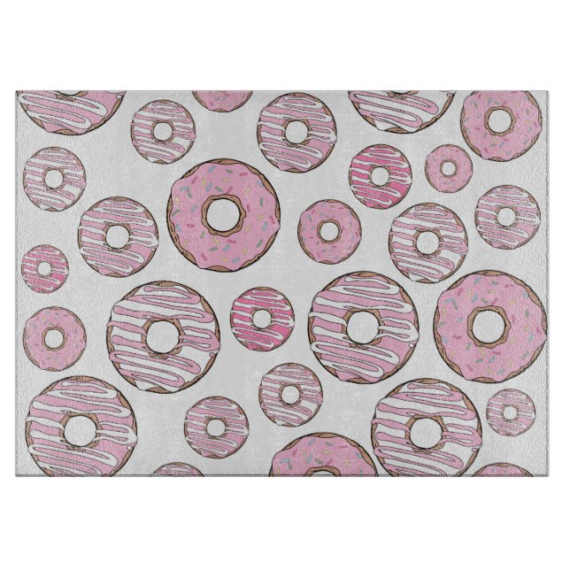 Planche À Découper Motif De Donuts, Donuts Roses, Saupoudrages (Devant)